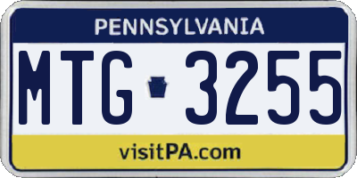 PA license plate MTG3255
