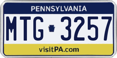 PA license plate MTG3257