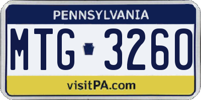 PA license plate MTG3260