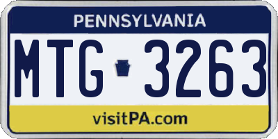 PA license plate MTG3263
