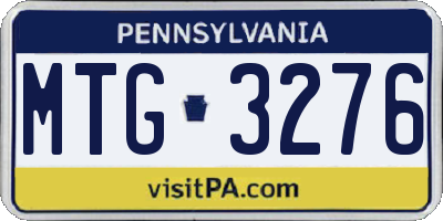 PA license plate MTG3276