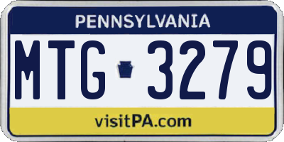 PA license plate MTG3279