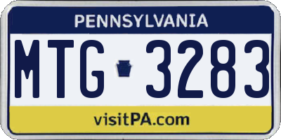 PA license plate MTG3283