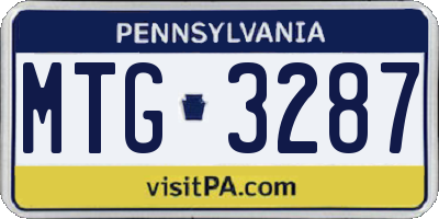 PA license plate MTG3287