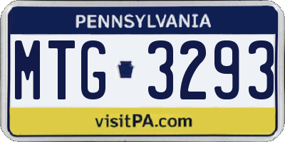 PA license plate MTG3293