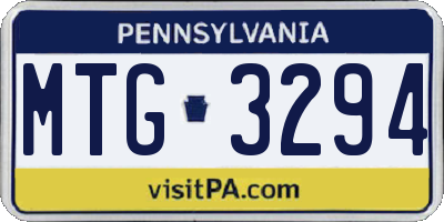 PA license plate MTG3294