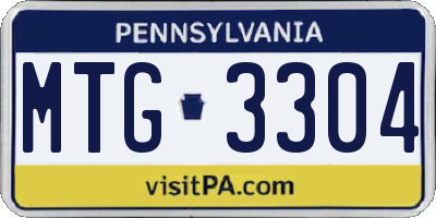 PA license plate MTG3304