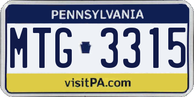 PA license plate MTG3315