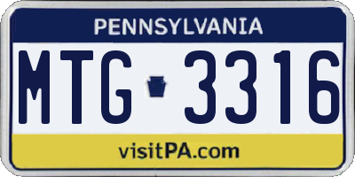 PA license plate MTG3316