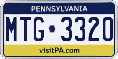 PA license plate MTG3320