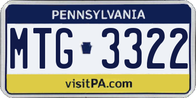 PA license plate MTG3322