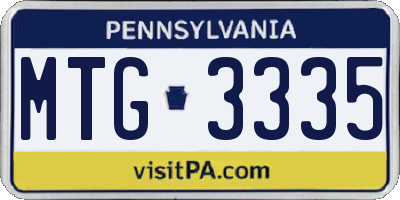 PA license plate MTG3335