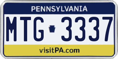 PA license plate MTG3337