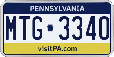 PA license plate MTG3340