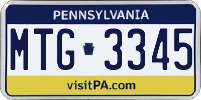 PA license plate MTG3345