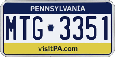 PA license plate MTG3351