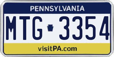 PA license plate MTG3354