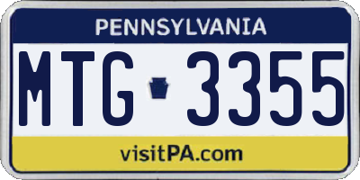 PA license plate MTG3355