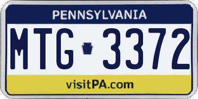 PA license plate MTG3372