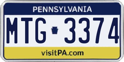 PA license plate MTG3374