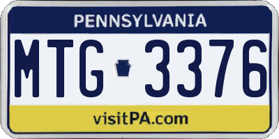 PA license plate MTG3376