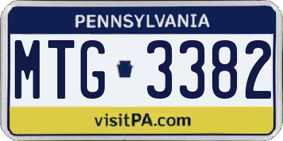 PA license plate MTG3382