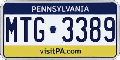 PA license plate MTG3389