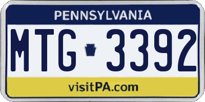 PA license plate MTG3392