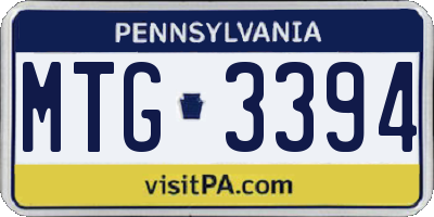 PA license plate MTG3394