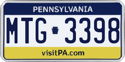PA license plate MTG3398