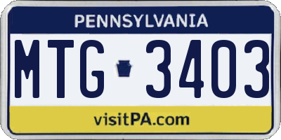 PA license plate MTG3403