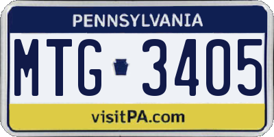 PA license plate MTG3405