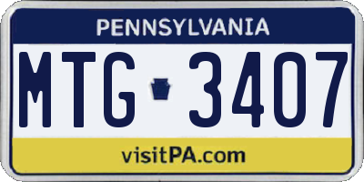 PA license plate MTG3407
