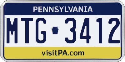 PA license plate MTG3412