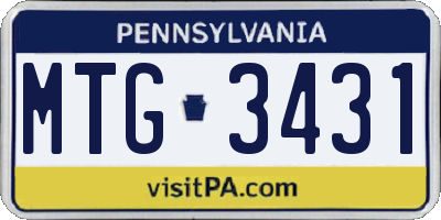 PA license plate MTG3431