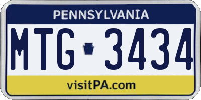 PA license plate MTG3434