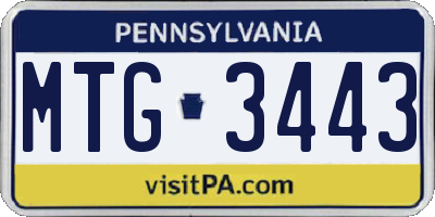 PA license plate MTG3443