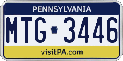 PA license plate MTG3446