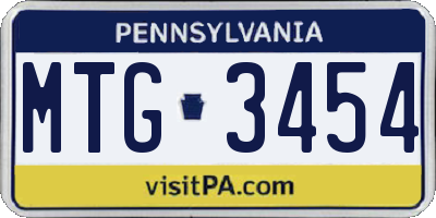 PA license plate MTG3454