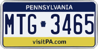 PA license plate MTG3465