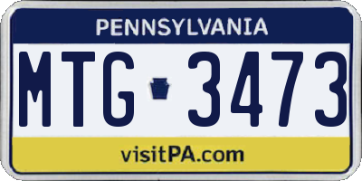 PA license plate MTG3473