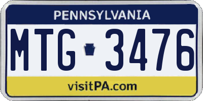 PA license plate MTG3476