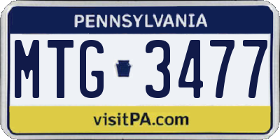 PA license plate MTG3477