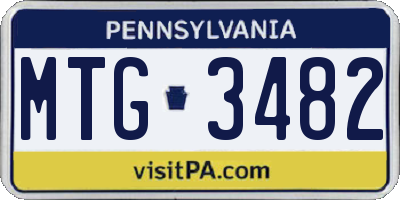 PA license plate MTG3482