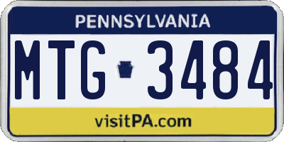 PA license plate MTG3484