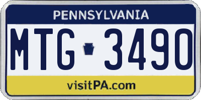 PA license plate MTG3490