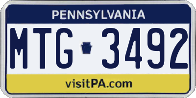 PA license plate MTG3492
