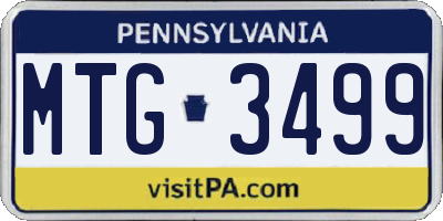 PA license plate MTG3499