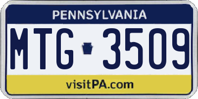 PA license plate MTG3509