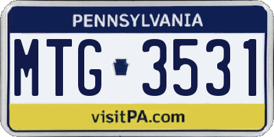 PA license plate MTG3531